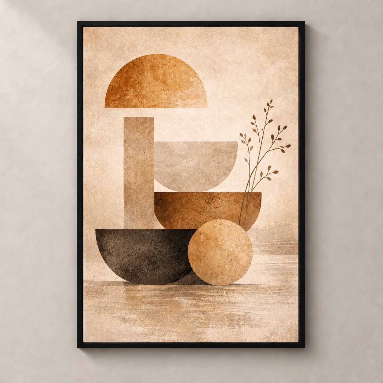 Geometric Earth Harmony - Poster standalone mockup with black frame