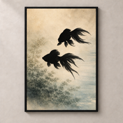 Golden Ink Koi - Poster standalone mockup with black frame