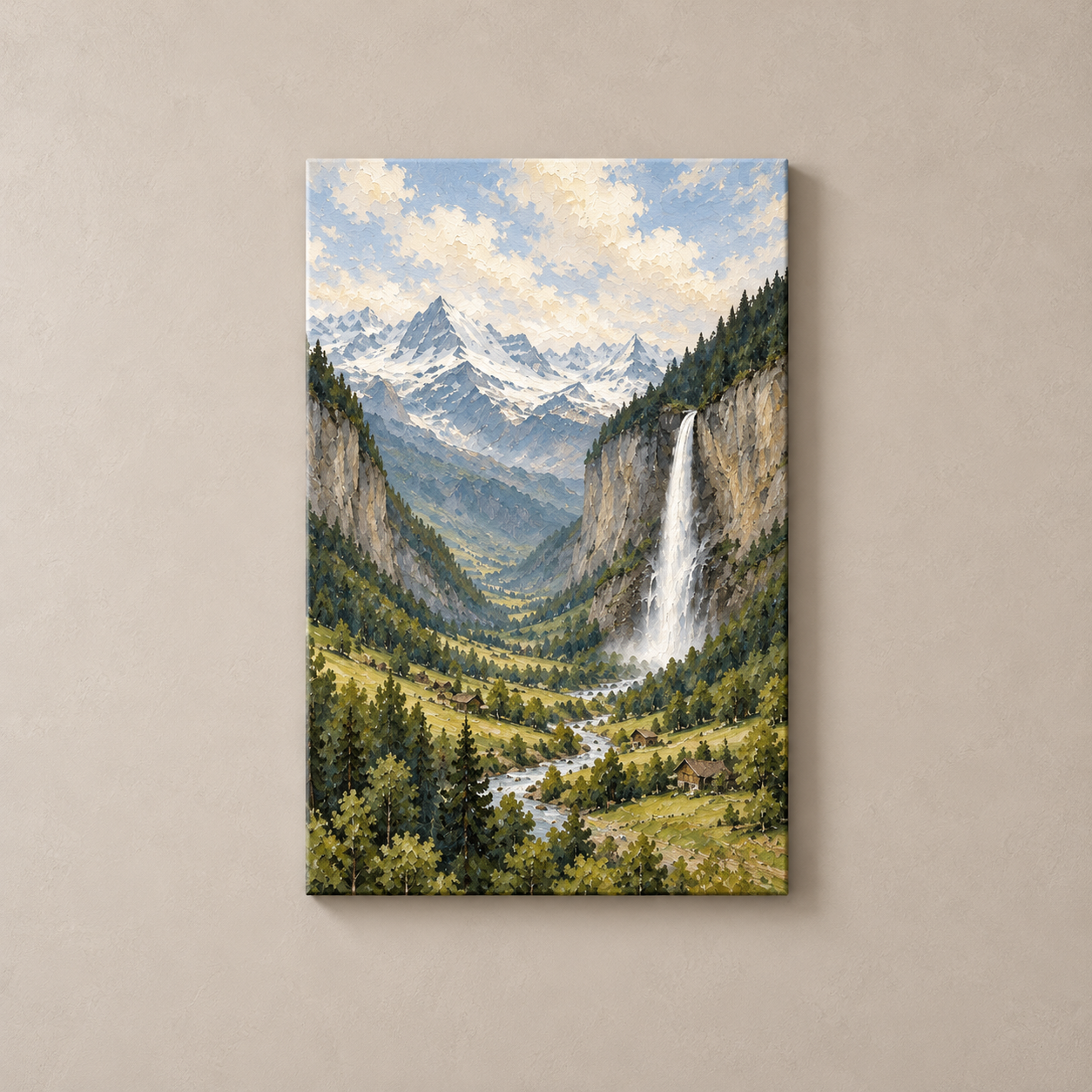 Lauterbrunnen Falling Light vertical canvas standalone