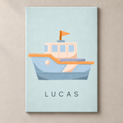 Little Boat personalised canvasstand with example name Lucas
