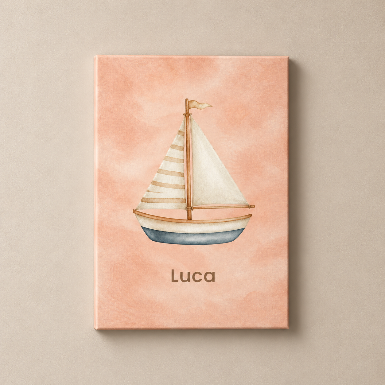 Little Sailboat canvasstand with example name Luca