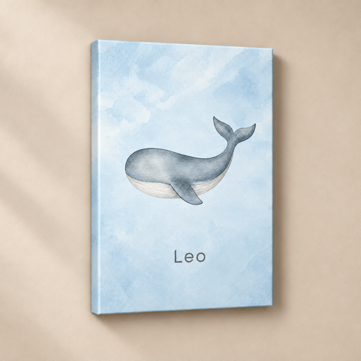 Little Whale canvasstand with example name Leo