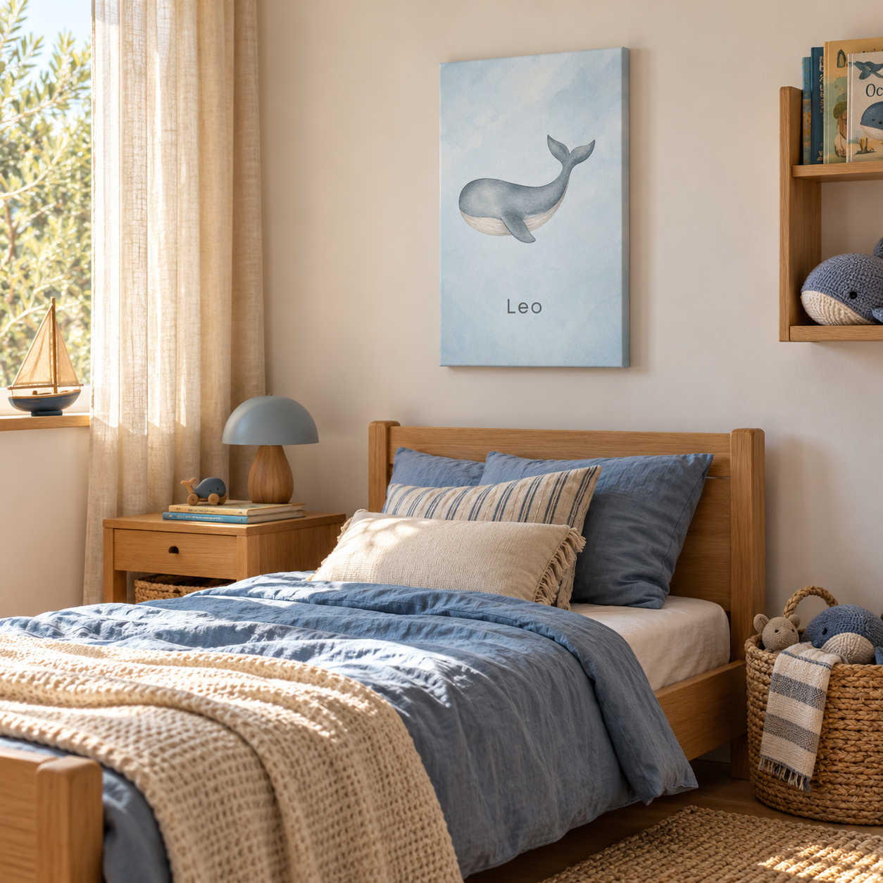 Little Whale canvasugc with example name Leo