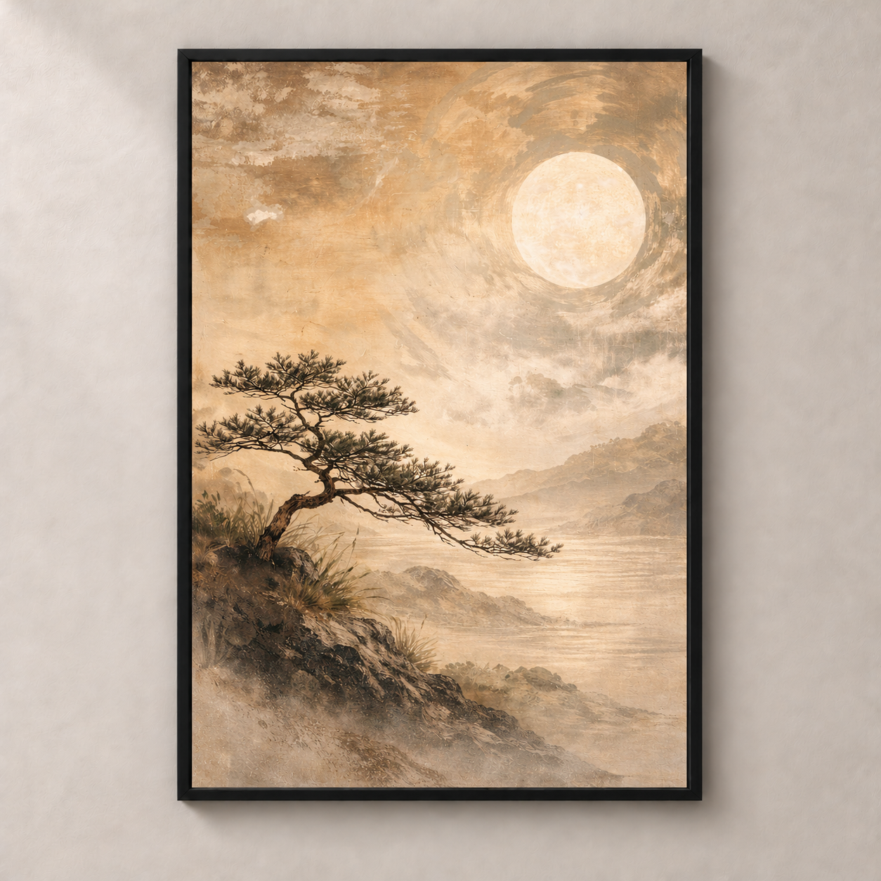 Moonlit Pine - Poster standalone mockup with black frame
