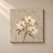 Petals in Limestone frameless square canvas