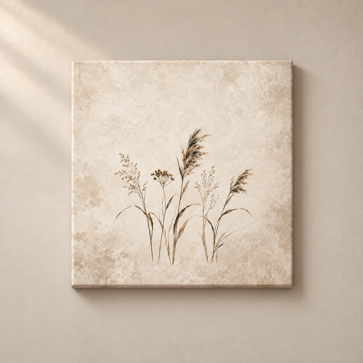 Reed and Shadow frameless square canvas