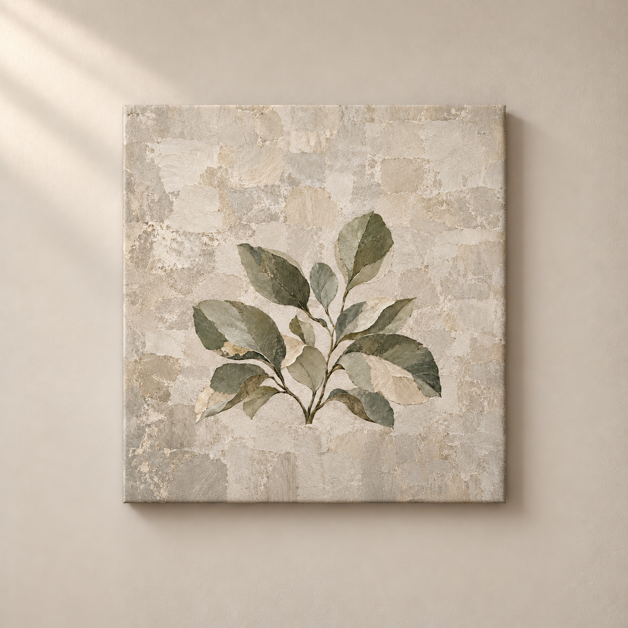 Sage Leaf Rhythm frameless square canvas