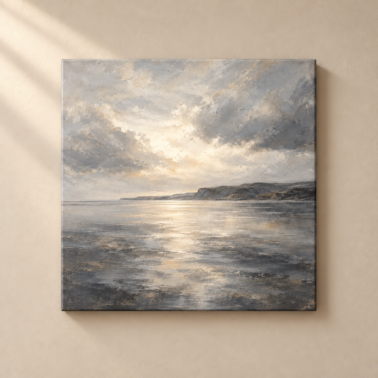 Silver Shore Rest frameless square canvas