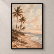 Soft Coastal Palms - Poster standalone mockup with black frame
